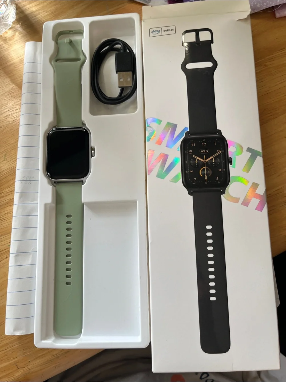 Sage Green  Smartwatch with Built-In Voice Assistant and Silicone Band
